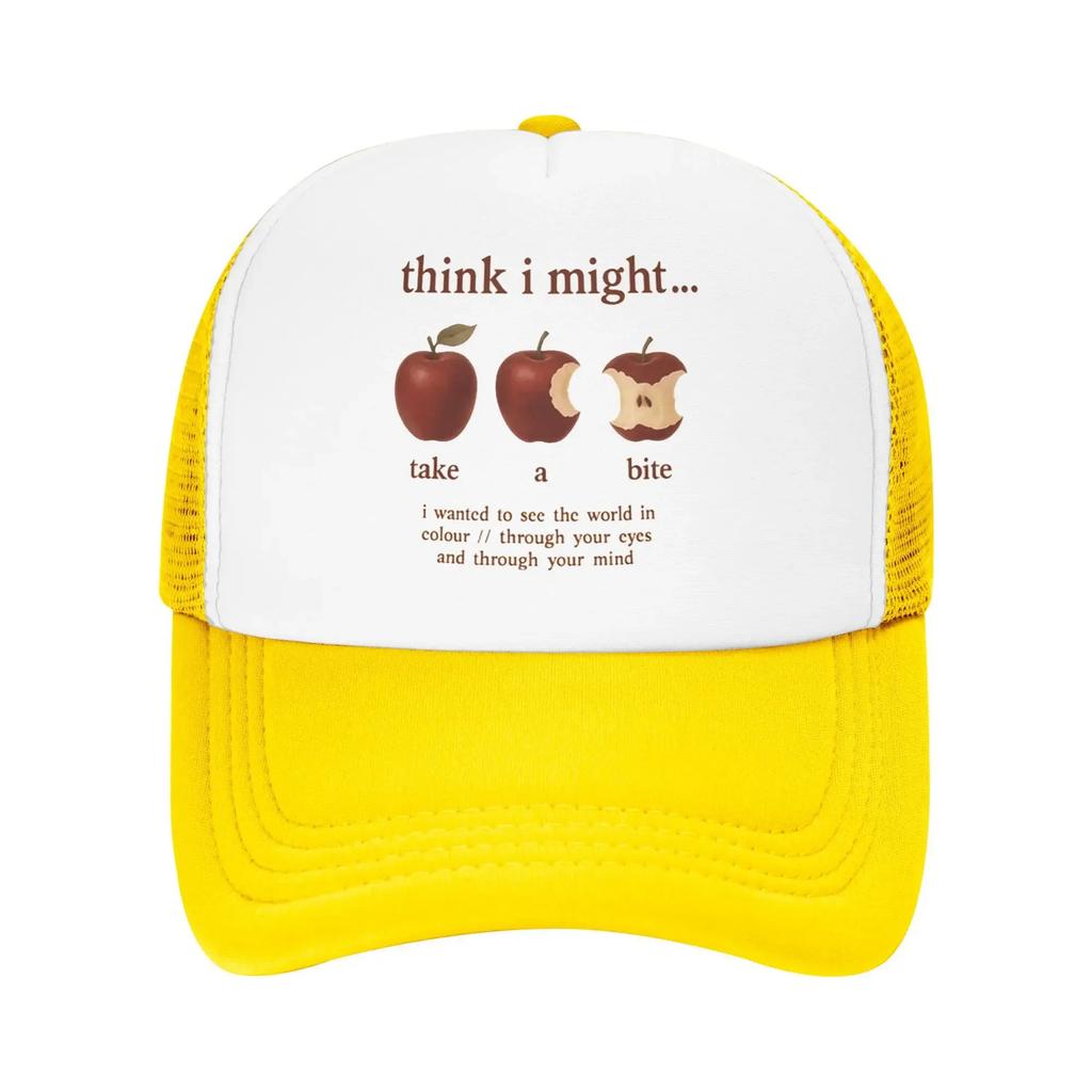 Take A Bite Poetic Apple Art Print Baseball Cap For Men Women Breathable Mesh Side Hats Caps Adjustable Fit For Casual Wear