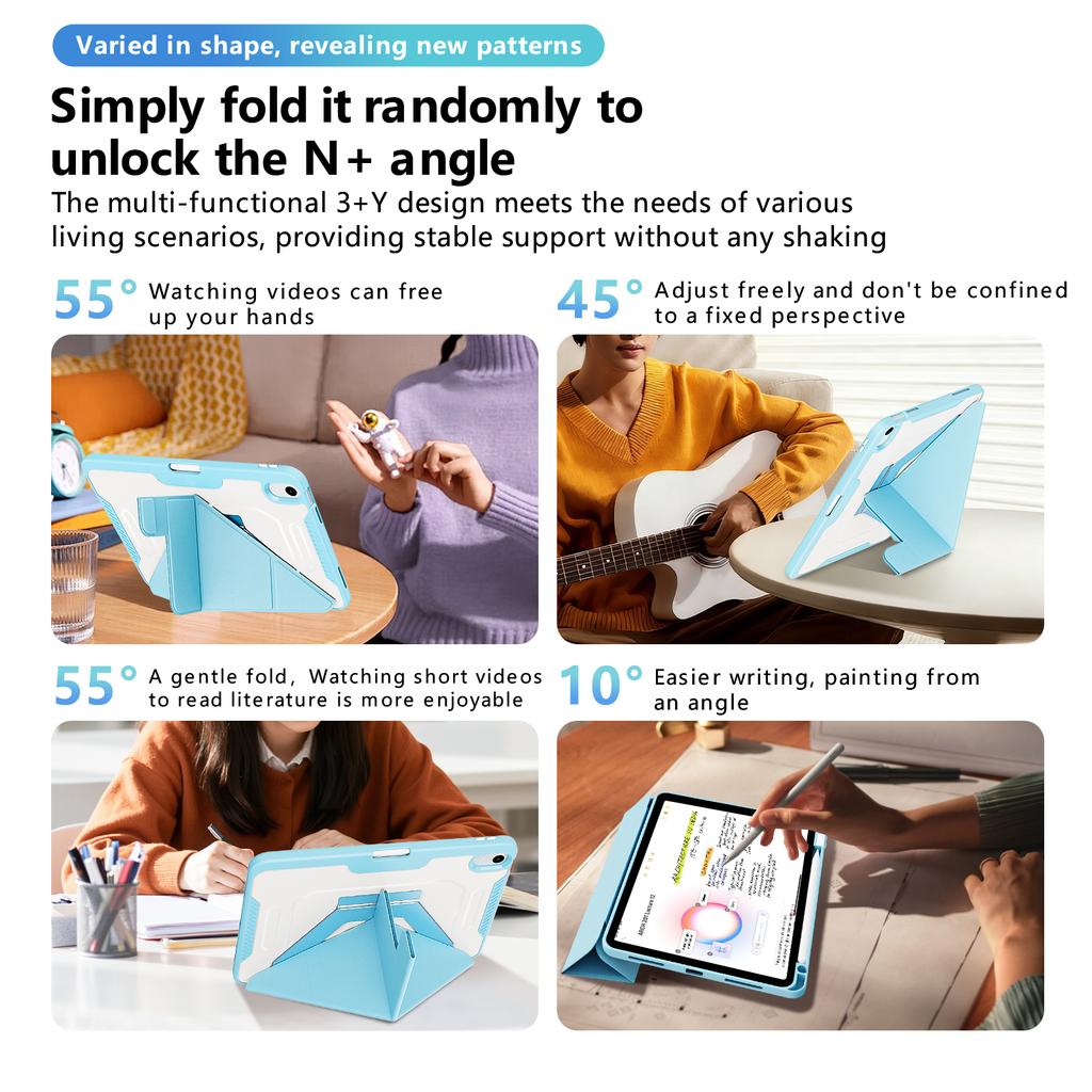 Face Detachable Tri-Fold Stand Case for IPad Air 11 2026 M4 2025 M3 2024 M2 4 5 Pro11 2018-2022 A16 11th 10.9 10th Gen. Cover