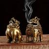 1pc Mythical Beast Figurines Small Incense Burner Retro Brass Hollow Incense Holder with Cover Home Decors Sandalwood Censer