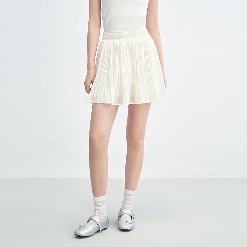 LED IN Shiny Pleated A-Line Skirt S