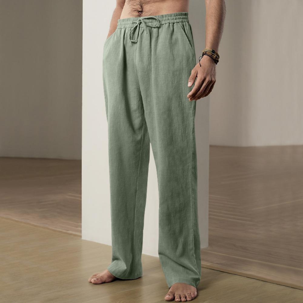 Summer Men's Hip-hop Linen Pants Lightweight Breathable Casual Jogging Pocket Loose Fit Street Wear Gym Travel Wear