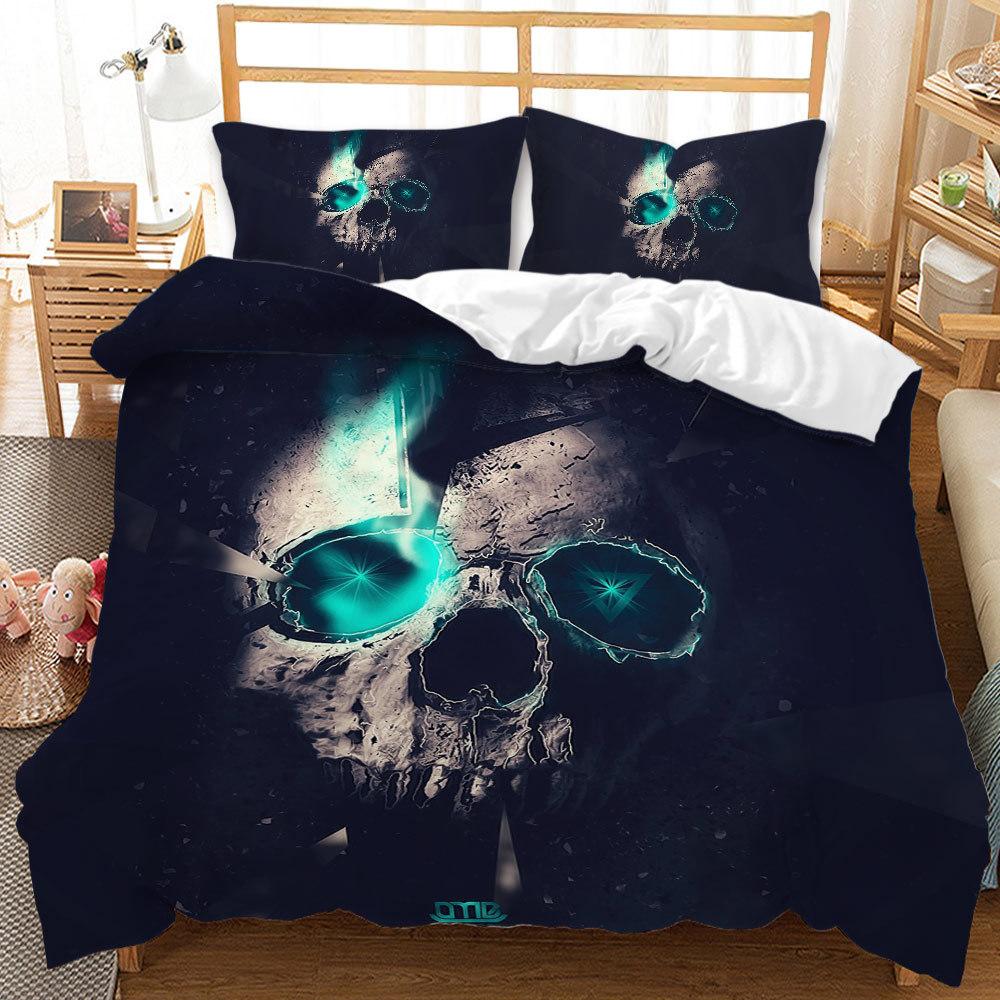 Popular Skull Halloween Home Textile Kit Bed Three-piece Quilt Cover Sheet