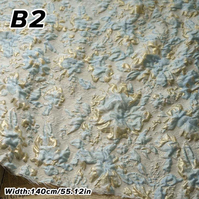 1M Luxus Goldene Seidenblume Geprägtes Jacquardgewebe Gewebter Brokatstoff Bekleidung Kleid Anzug Tasche Polsterung DIY Nähstoff