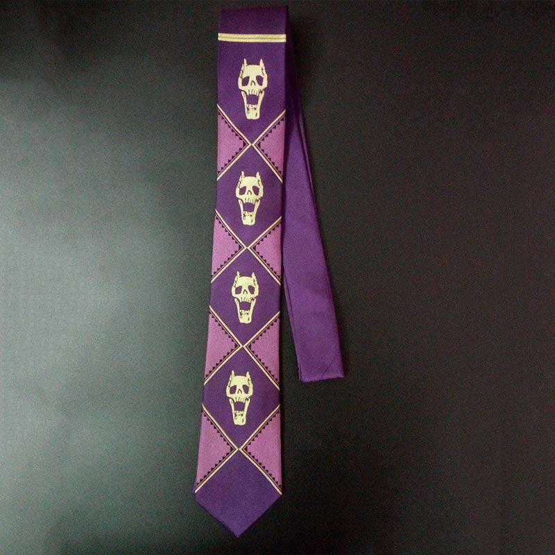 Adventure Bizarre Jojos Killer Queen Kira Yoshikage Cosplay Skull Purple Tie