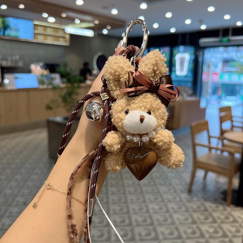 

Милый плюшевый брелок в виде кролика с бантом - Мультяшная кукла, брелок для ключей от машины и подвеска для сумки.