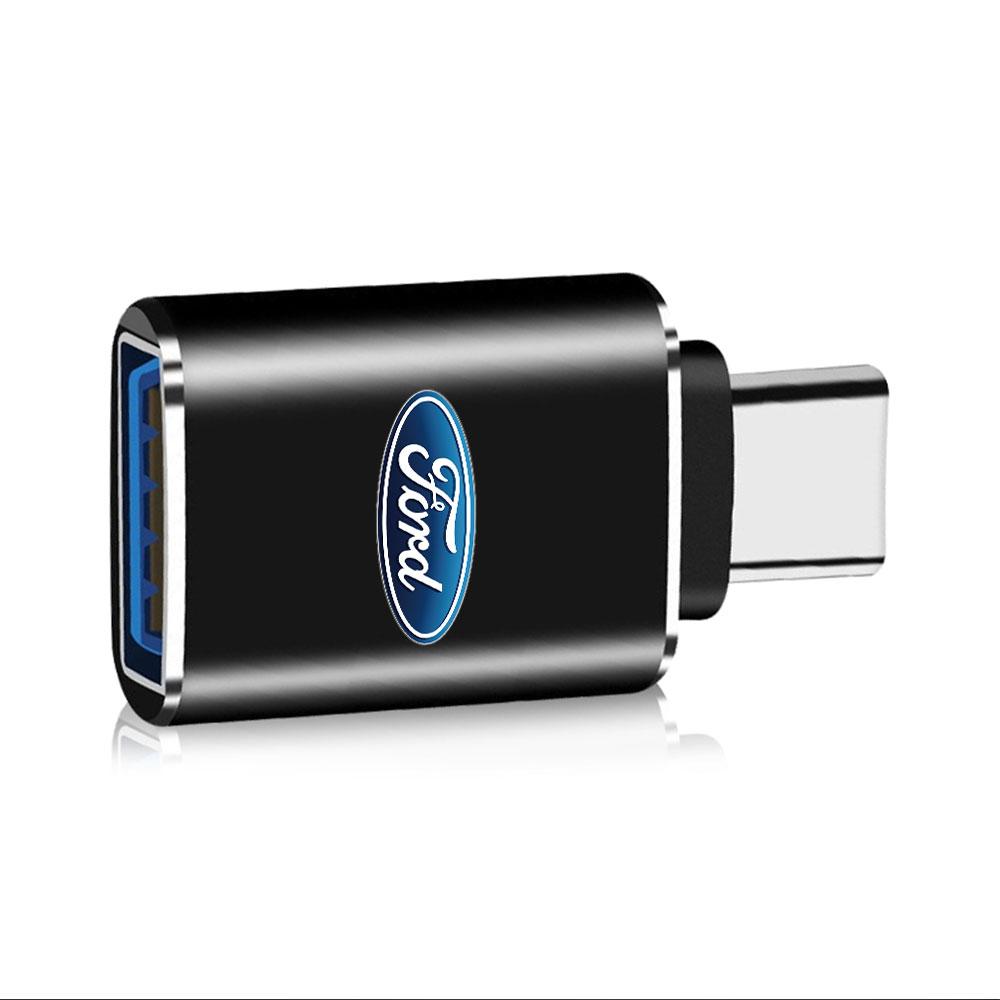KKHK4 1pc Charger Adapter Connector Type-C to USB Male Adapt Converter for Ford Focus 3 ST Racing mk3 f150 mk7 Ranger Car Accessories