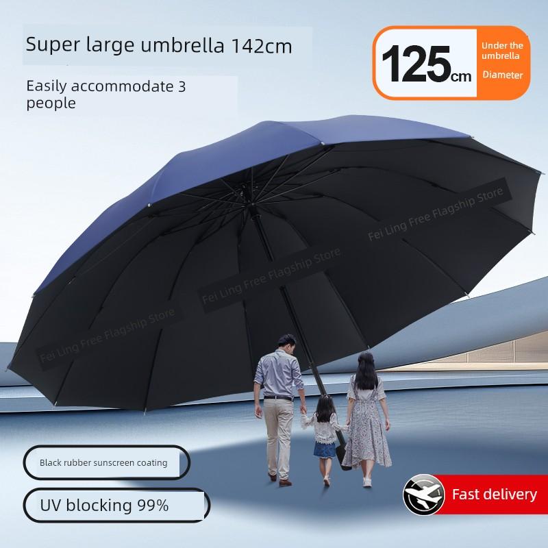 Oversized Umbrella Extra Large Thickened Reinforced Men Strong Wind-Resistant Sun Umbrella for Female Students