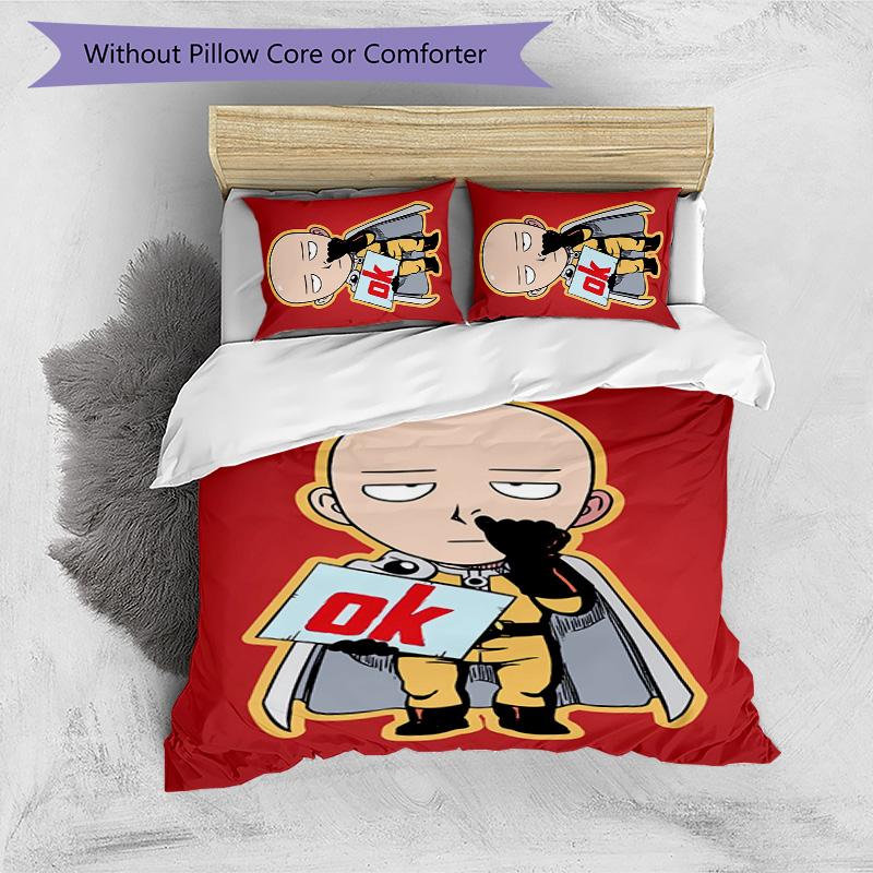 Saitama 3pcs Bedding Set Duvet Cover Closure Includes 1 Duvet Cover & 2 Pillowcases for All Seasons Bedroom Home Dorm Decor