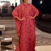 VONDA Overszied Women Batwing Sleeve Floral Print Loose Casual Long Maxi Robe Dress