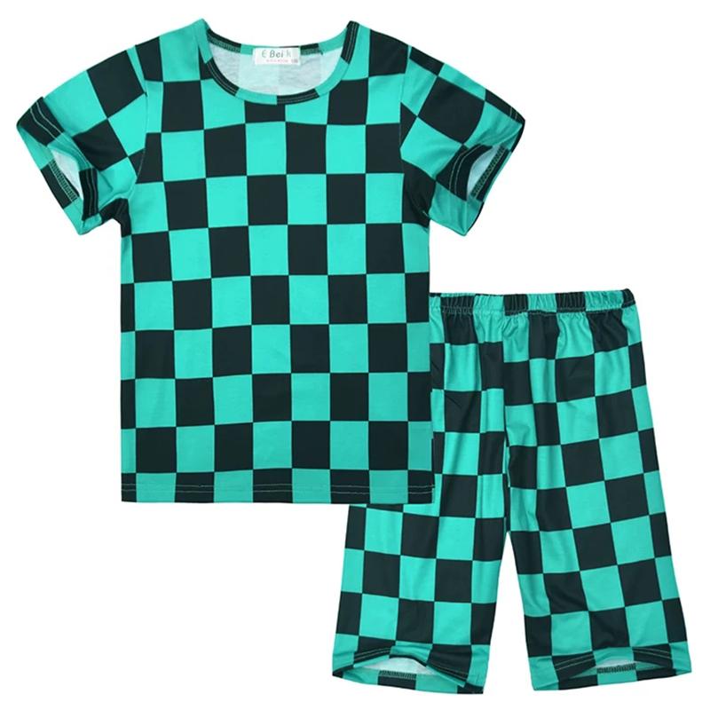 Demon Slayer Kyojuro Rengoku Flame Hashira 2-Piece Set Short Sleeve T-shirt and Matching Shorts Anime Print Casual Loungewear