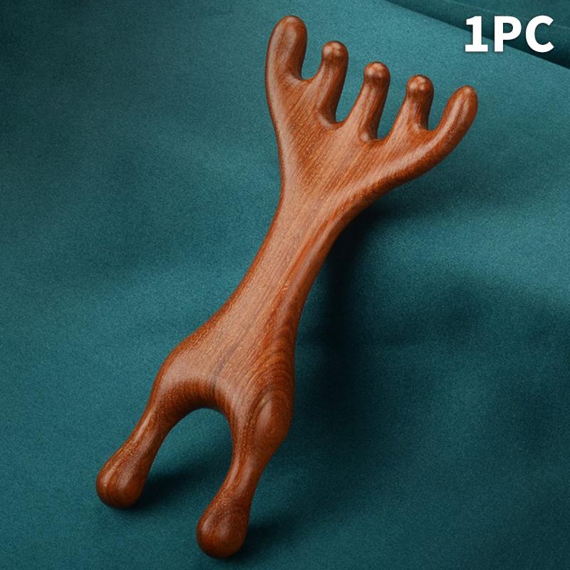 

Двусторонняя расческа для массажа тела и меридианов, сандаловое дерево, оленьи рога, широкий зуб, акупунктура, помощь в циркуляции крови, антистатический инструмент 1pcs