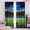 2Pcs 2D Flat printingSports Curtains Soccer Ball On A Stadium Arena In The Night With Fans Cheering On The Green Field Suitable
