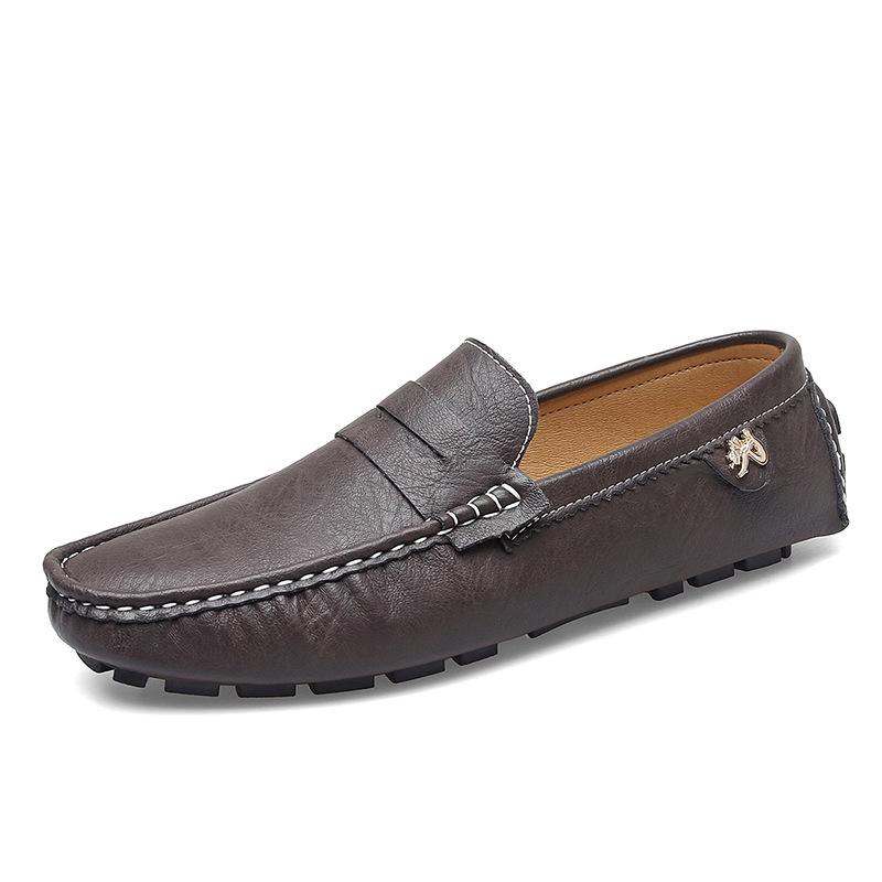 Spring Lightweight Slip-On Bean Shoes: Men s Large Size Casual Leather Loafers 45
