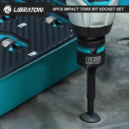 LIBRATON Torx Bit Socket Set, 1/2-inch (12.7mm) Drive, S2 Steel, Star Bit Socket Set, T30-T80, Impact Torx Socket Set, 9-Piece Set