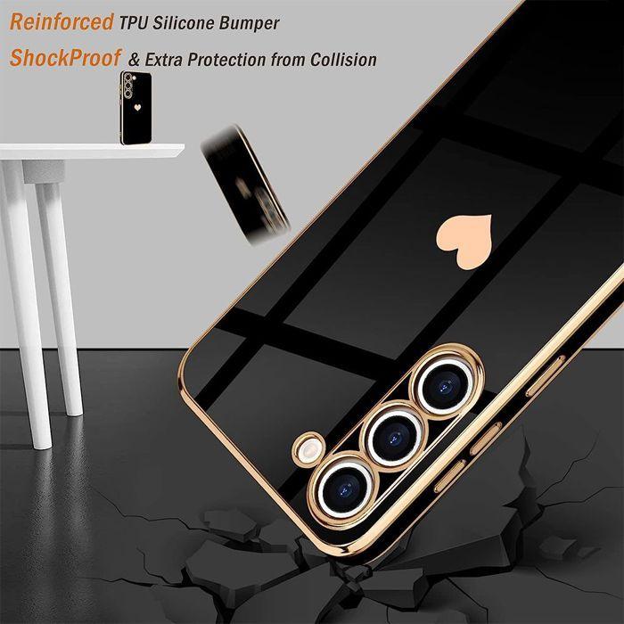 Coque de Protection - BOOLING - Samsung Galaxy A17 4G/5G - Motif Cœur Souple Noir - 2 Verres Trempés