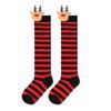Kids' Christmas Socks Reindeer Plush Striped Knee-High Stockings Over Knee Socks Festive Holiday Wear for Boys Girls