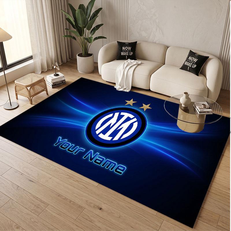 Custom Rug Inter Milan Pattern Print Name Text Soft Non‑Slip Floor Carpet for Home Indoor Decoration