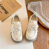 Children's British-style solid color leather shoes2026New Spring and Summer Girls' Lace Bow Performance Shoes