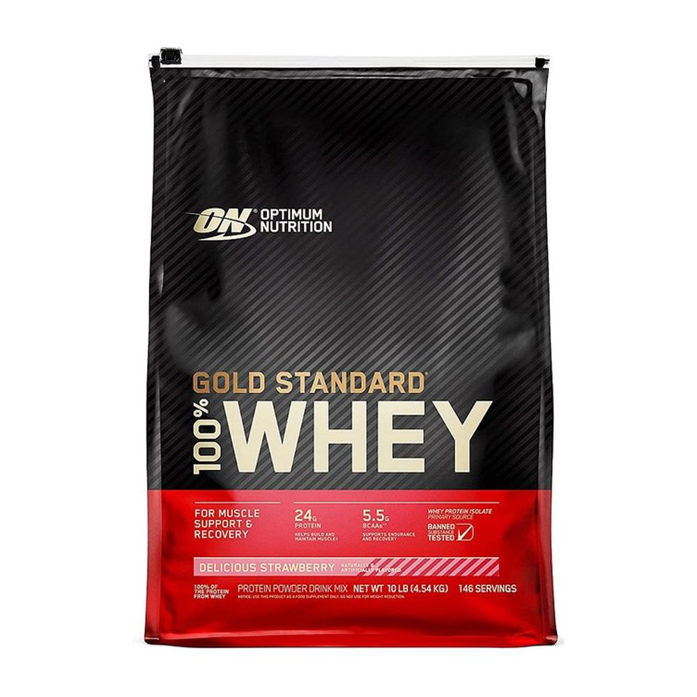 Gold Standard 100% Whey Protein Powder Drink Mix Delicious Strawberry 146 Servings, 10 Lb