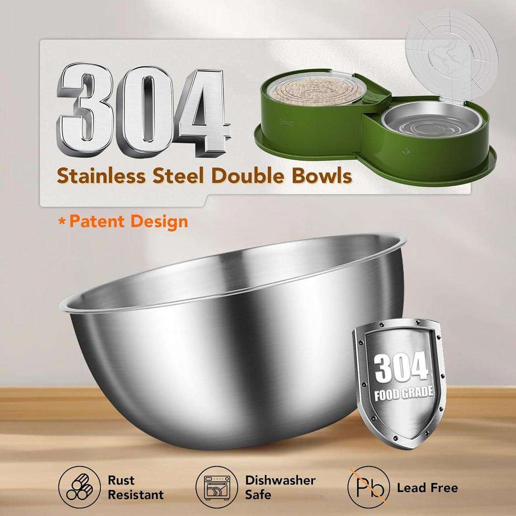 Large Capacity 304 Stainless Steel Bowls,Anti-Skid Food Water Set for Dogs Cats