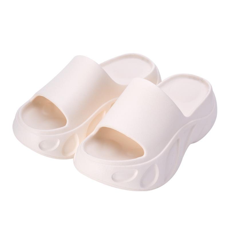 New summer cool slippers women's indoor and outdoor wear wear wear-resistant and non-slip one-word flip-flop muffin platform slippers beach shoes