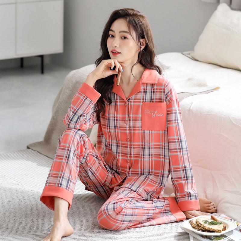Pajamas women spring and autumn pure cotton long-sleeved 1011 new cotton suit Korean version casual can be worn outside loungewear
