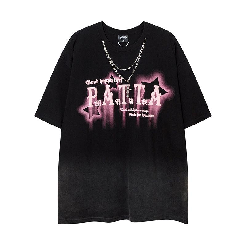 

Футболка с крестом в стиле ретро стритстайл: Летняя футболка с коротким рукавом в темном хип-хоп стиле для пар XL чёрный