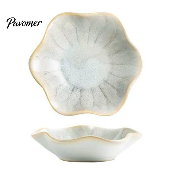 Photogenic Serving Dish Ceramic Small Dipping Plate, with Lotus Leaf Texture, Tea Room Easy Cleaning Soy Bowl, for Restaurants Parties Holidays