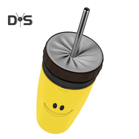 Přenosný cestovní hrnek Twizz Cup nepropustný se slámou Dvouvrstvý izolovaný silikonový Twist design šálky na horké/studené pití pro děti, studenty