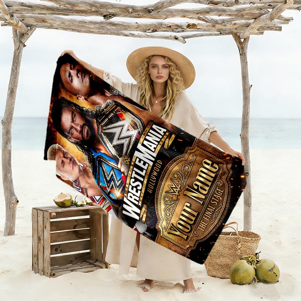 Toalla de Playa Personalizada con Nombre de Wrestlemania Alta Absorción y Secado Rápido