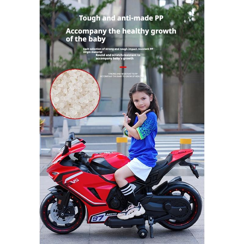 Children's Electric Motorcycle Dual Drive Children's Car with Remote Control Bluetooth Music LED Light Microphone Luminous Wheel