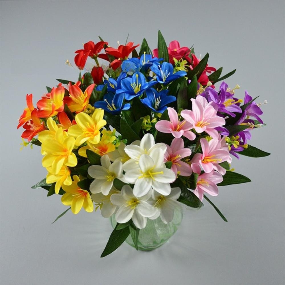 7 Heads Artificial Lily Flower Silk 30cm Floral Decor Bouquet Artificial Decorations for Living Room Office