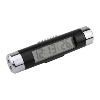 2 In 1 Car Clock Temperature Meter Gauge Air Outlets Clip On LED Digital Display Thermometer with Blue Backlight 12H