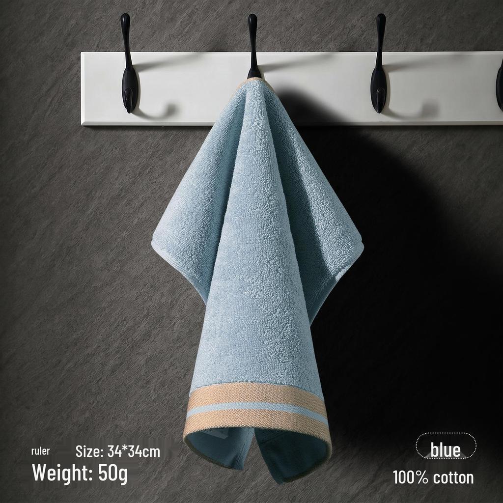 Pure Cotton Square Towel - Thick, Soft, Solid Color for Kids' Face Wash & Kindergarten Use