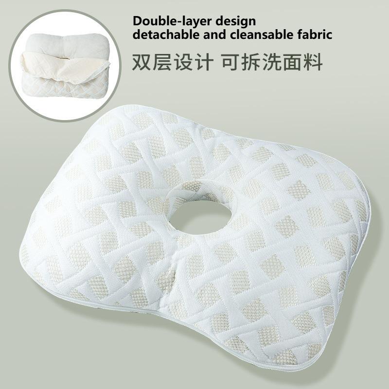 Soft Bamboo Fiber Single Hole Ear Pillow Elderly Patients Orthopedic Design Beauty Salon Adult Side Sleeping Pillow for Pressure