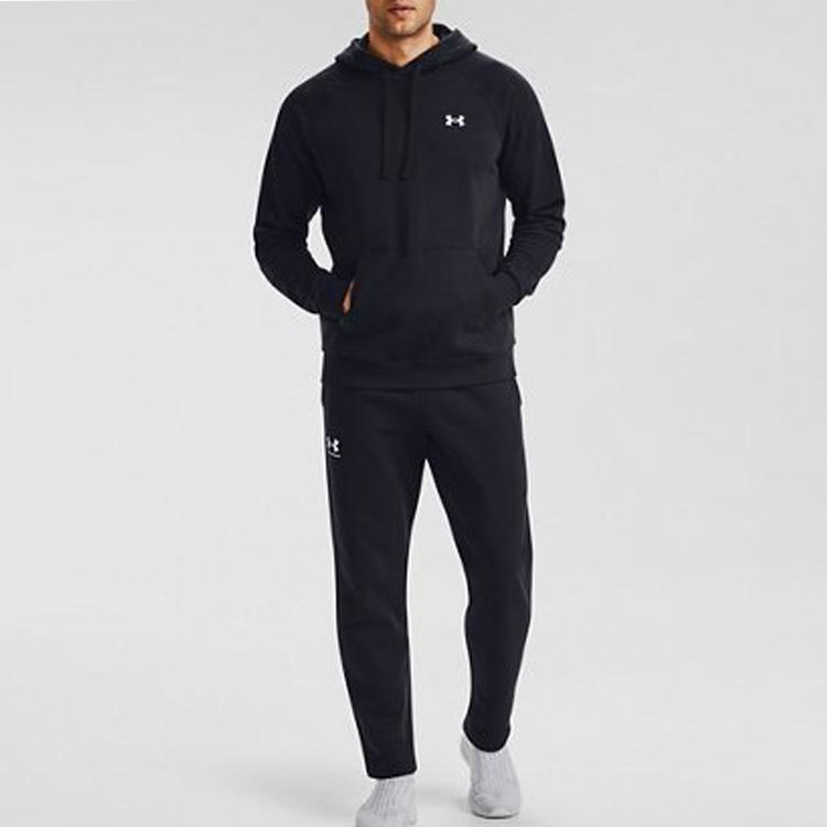 Under Armour Rival Logo Loose Fleece Long Knit Training Pants Men Pants Black 1359030-001