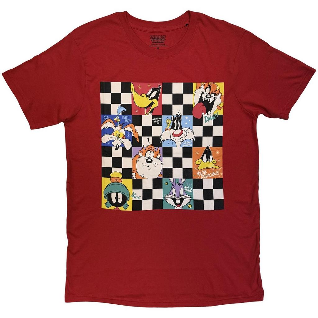 Looney Tunes Unisex Adult Checkered Characters T-Shirt