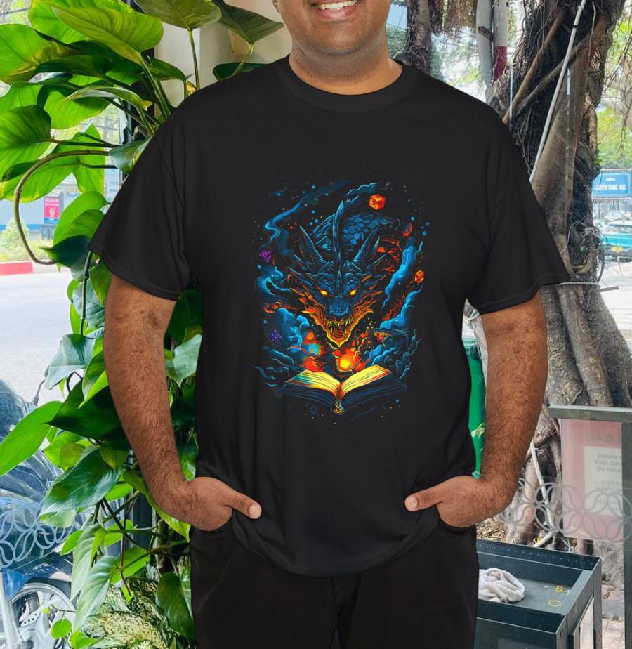 Футболка в ретро-игровом стиле с дизайном: Волшебник, Магия, Заклинание, Драконы, Мистический S