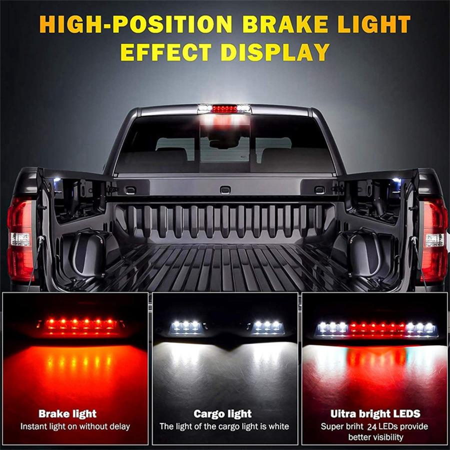 FOR Dodge 94-01 RAM 1500/2500/3500 PICKUP  2-ROWS 24 LEDs THIRD 3RD TAIL BRAKE LIGHT LAMP Black