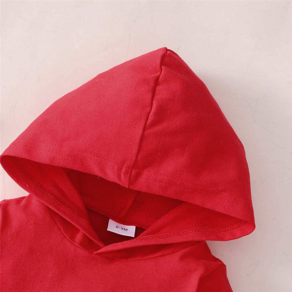 Spring & Autumn Long-Sleeve Hooded Baby Suit: Solid Color, Letter Print, Two-Piece for Boys & Girls