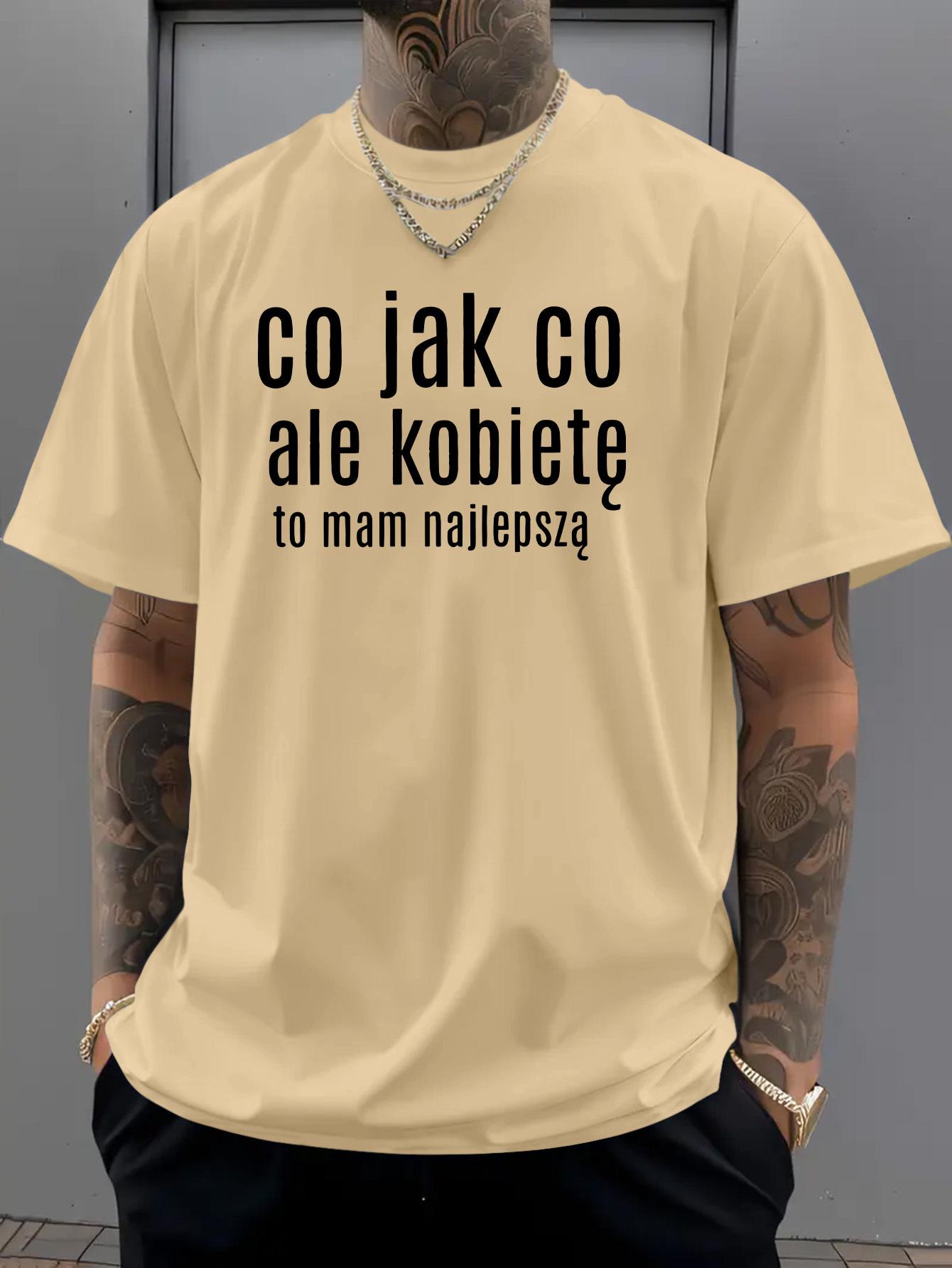 

Men S T-Shirt with Designed Personalized Letter Print - Comfortable Round Neck XXXL
