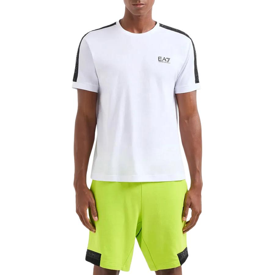 Emporio Armani EA7 SS24 Plain Letter Logo Printed Crew Neck Short Sleeve T-Shirt Men tops White 3DPT35-PJ02Z-1100
