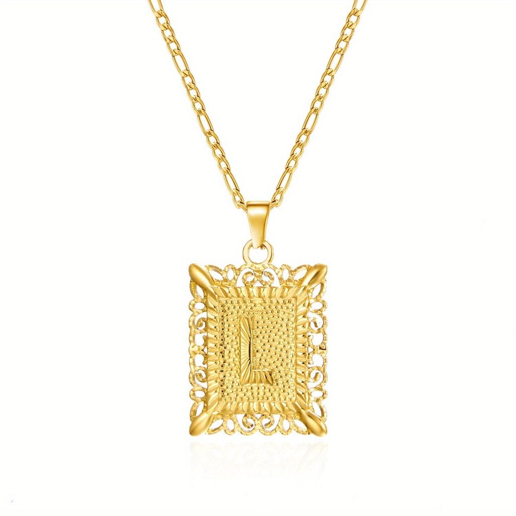 European and American style simple square 26 letter pendant necklace women's personality high-end design jewelry