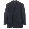 80s 90s Silk Wool Blend Old Stripe Tailored Jacket R46-44 Navy Men's Used