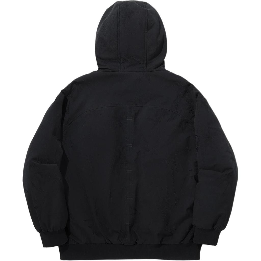 Li Ning X Jackie Chan Collaboration Kung Fu Series Solid Color Zip-Up Hooded Short Cotton Jacket Men jackets Black AJMU153-3