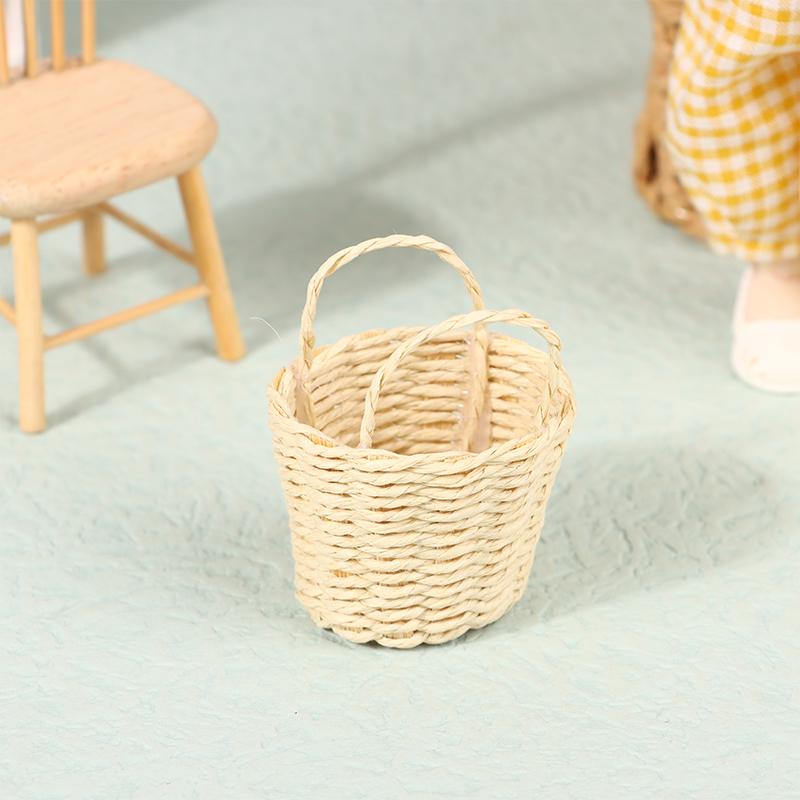 

Мини милый кукольный домик из ротанга, плетеная вручную корзина, милые игрушки, куклы, миниатюрное украшение as the picture