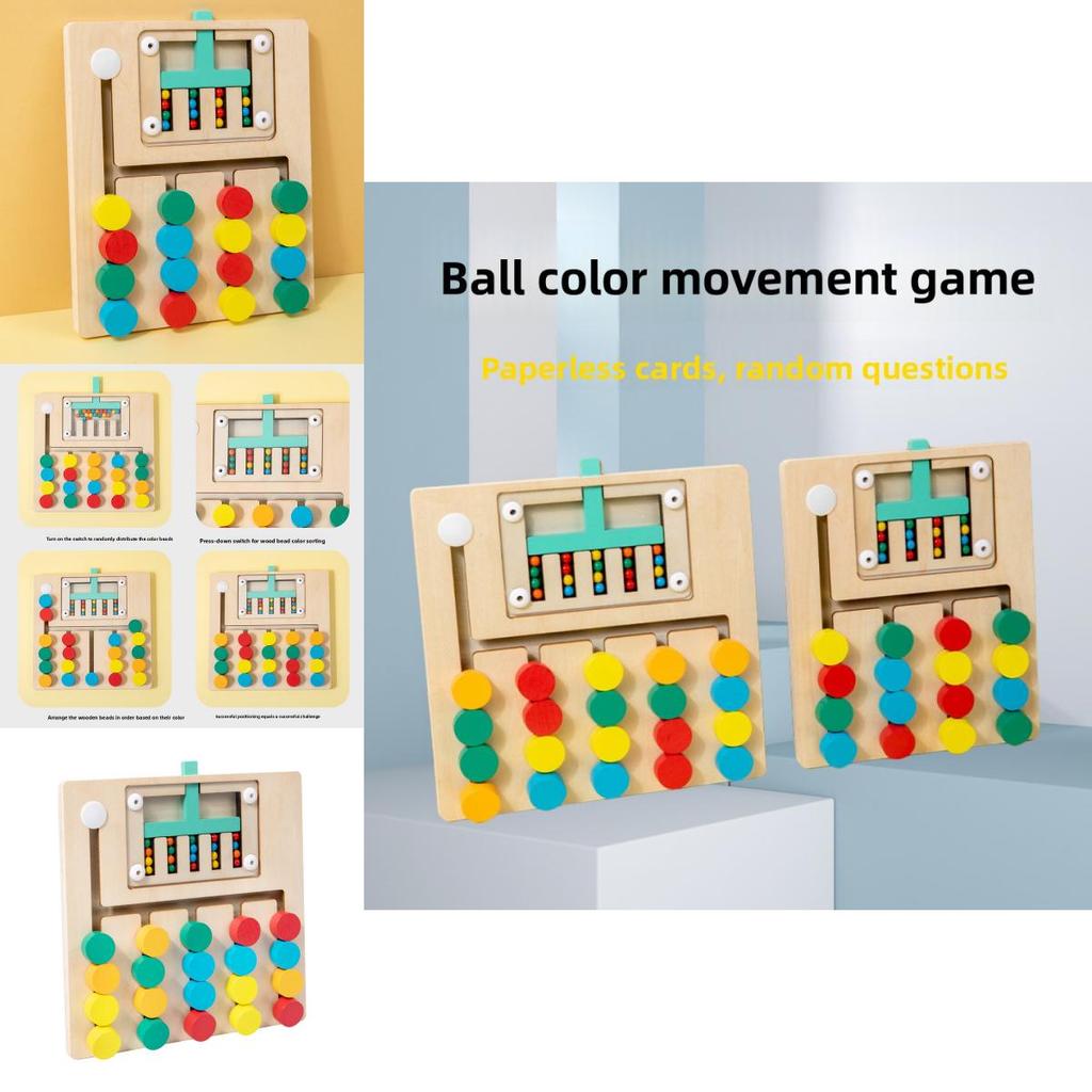 Wooden Color Bead Moving Game For Toddler Cognitive Development And Hand Eye Coordination