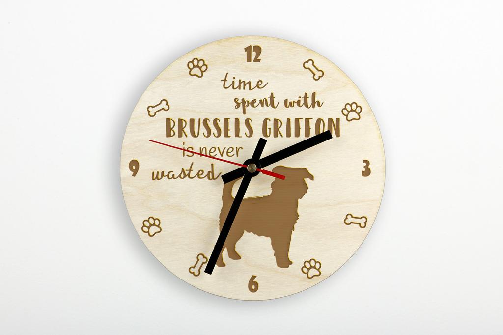 Griffon Bruxellois, Brussels Griffon - clock with dog, wooden clock with engraving, personalised clock by Art-Dog