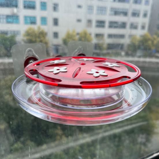 Okenní krmítko pro kolibříky se silnými přísavkami, snadno se čistí a doplňuje, nepropustné plastové krmítko pro ptáky s 5 krmnými otvory pro milovníky ptáků