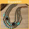 Style Multi Layer Acrylic And Wooden Pearl Necklace With Geometric Design For Women